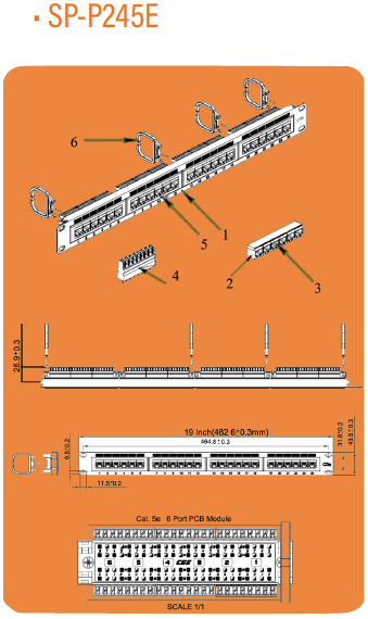 PATCH PANEL/CAT5e/24 puertos/1RMS