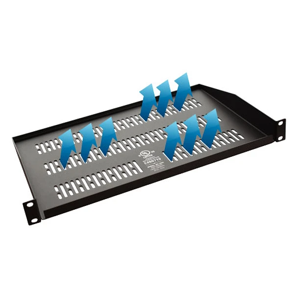 Bandeja ventilada 19" x 12"/1U /Color negro/ soporta 10Kg (20Lbs)