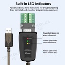 Adaptador USB a serie RS422 RS485 R232 a cable USB (interfaz 3 en 1) soporta CC 5V con placa de ruptura luces LED para dispositivos de control multitipo, Windows 11, 10, 8, 7, XP Mac (1.5 pies)