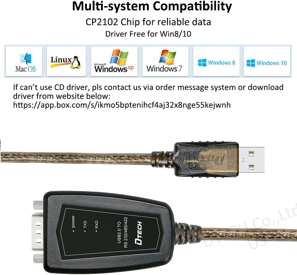 Adaptador USB a serie RS422 RS485 R232 a cable USB (interfaz 3 en 1) soporta CC 5V con placa de ruptura luces LED para dispositivos de control multitipo, Windows 11, 10, 8, 7, XP Mac (1.5 pies)
