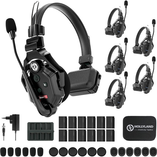 Intercom DECT inalámbrico Hollyland Solidcom C1-6S dúplex completo con 6 auriculares (1,9 GHz)