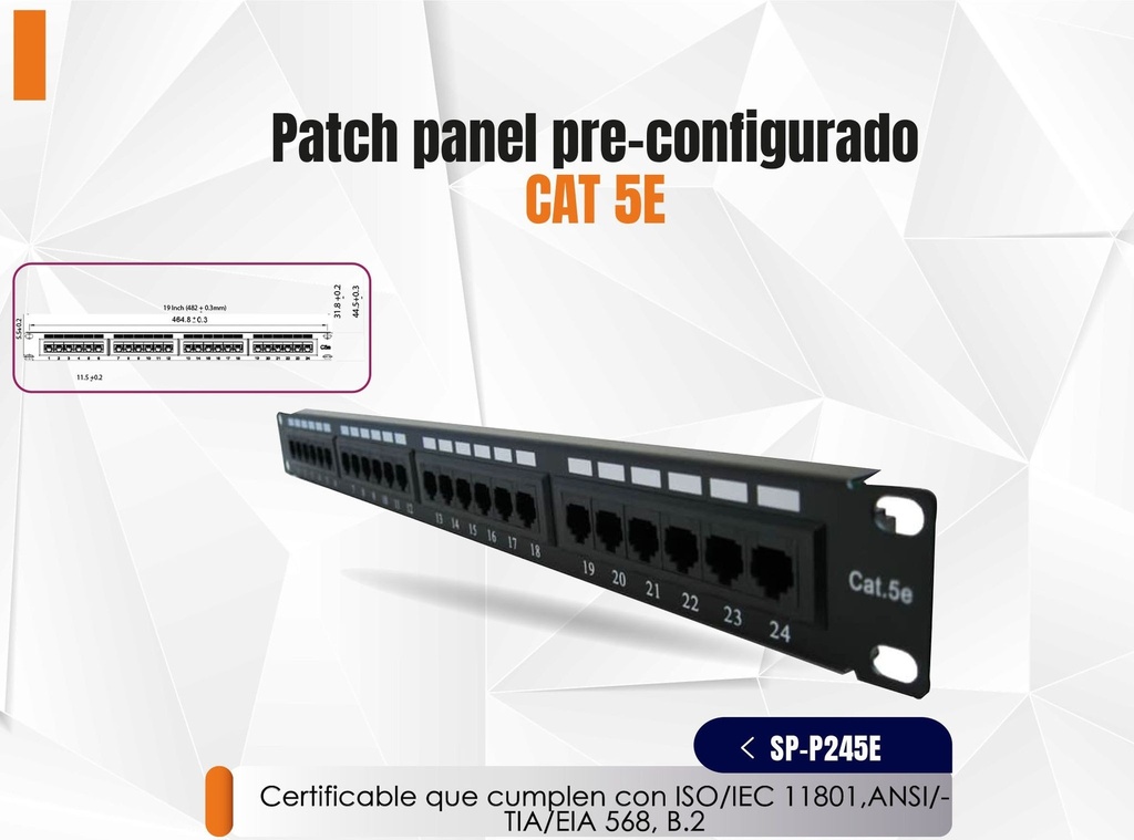PATCH PANEL/CAT5e/24 puertos/1RMS