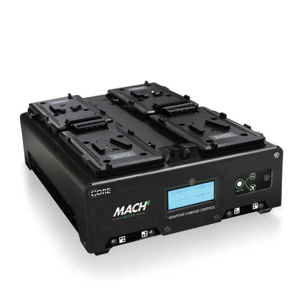 Cargador Core SWX VoltBridge Enabled Fleet Micro 3A Digital Quad Charger for Gold Mount Batteries