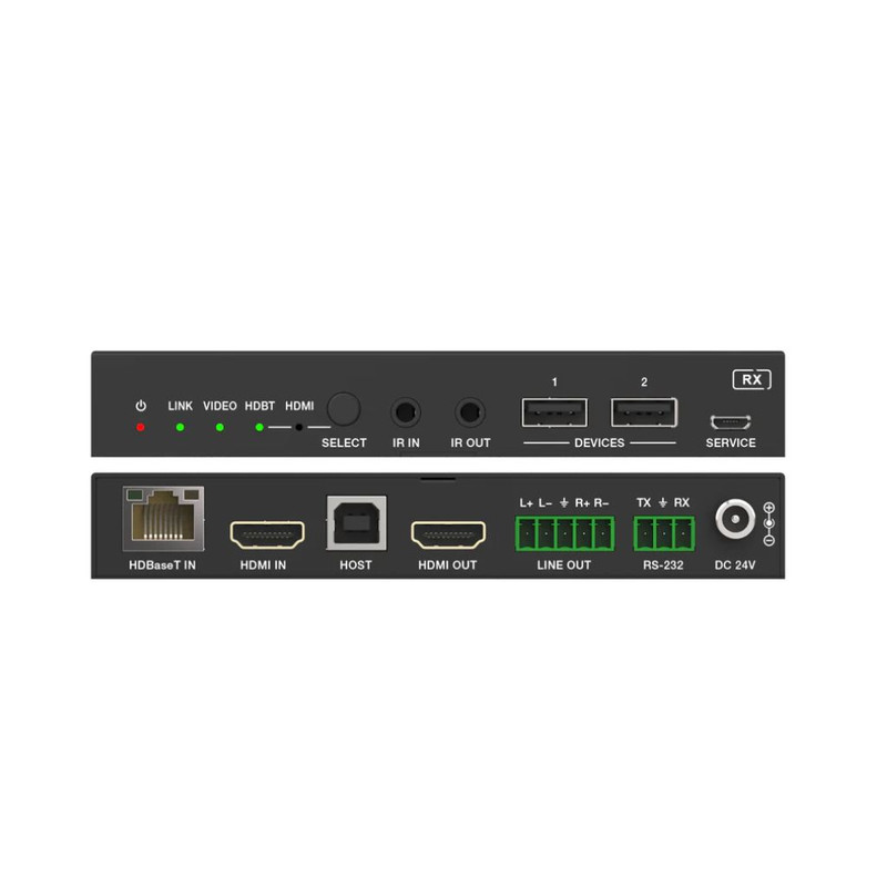 Kit de conmutador/escalador/extensor de presentaciones DVDO Seamless con entradas USB-C y HDMI y Dante