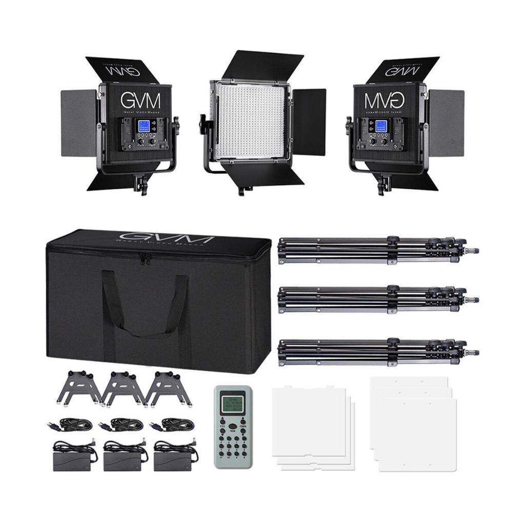 Luces Led GVM 672S-B  bicolor de 3 luces (negro)