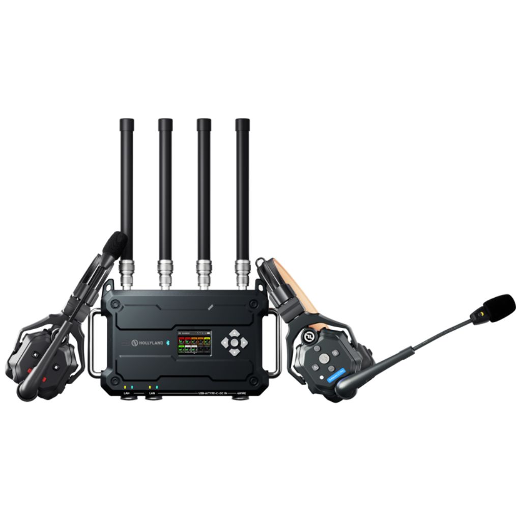 Sistema de intercomunicación inalámbrico full-duplex Hollyland Solidcom C1 Pro Roaming Hub 10S con 10 auriculares de un solo oído (montaje en V, 1,9 GHz)