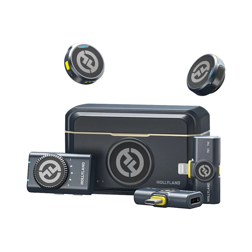 Hollyland LARK M2 DUO Sistema de micrófono combinado inalámbrico para 2 personas (2,4 GHz, carbón brillante)