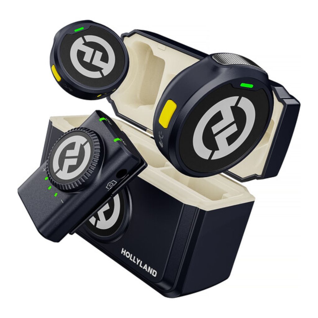 Hollyland LARK M2 DUO Sistema de micrófono inalámbrico para montaje en cámara para 2 personas (2,4 GHz, carbón brillante)