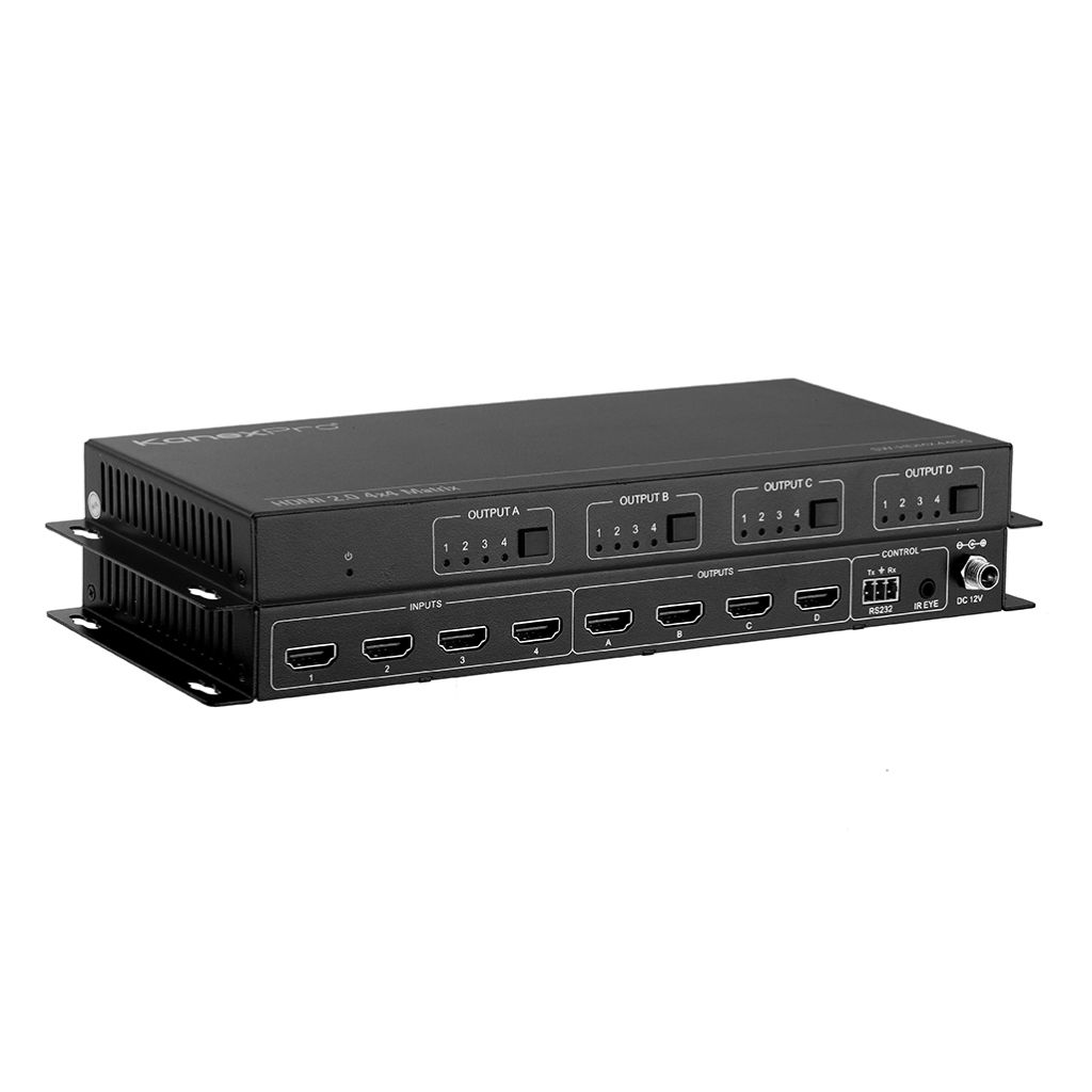 Matriz KanexPro 4x4 HDMI 2.0 con reducción de escala de 4K a 1080p