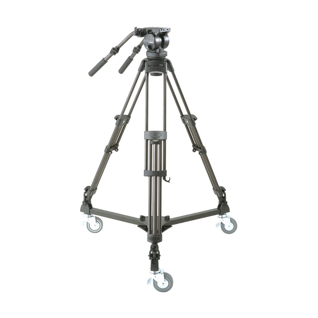 Tripode Libec LX10 Studio Two-Stage Aluminum Tripod System and H65B Head with Dual Pan Handles and Spreader Dolly