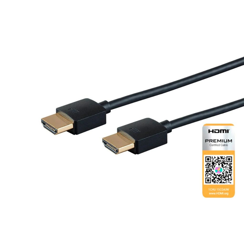 Cable HDMI de alta velocidad premium certificado 4K Slim Monoprice de 2 pies - 18 Gbps negro