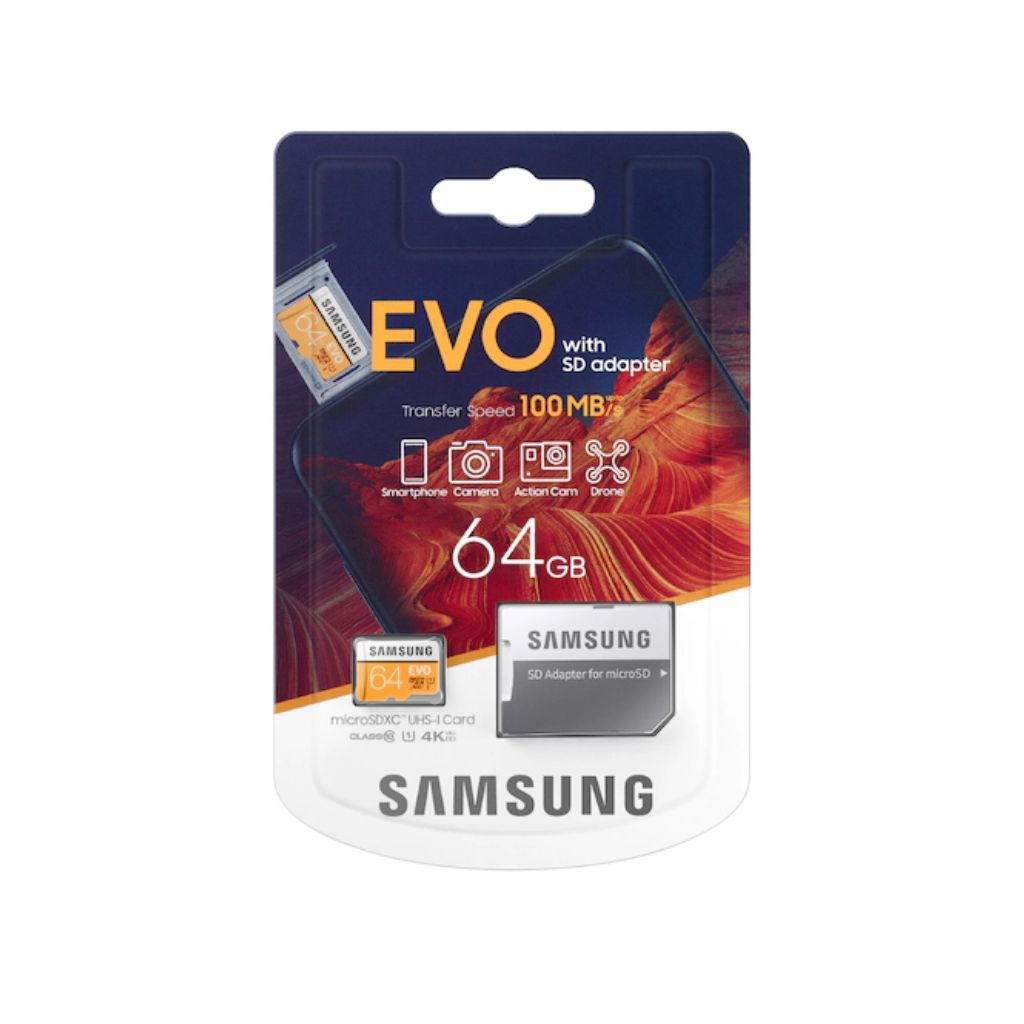 Memoria microSDXC Samsung 64GB EVO UHS-I con adaptador SD