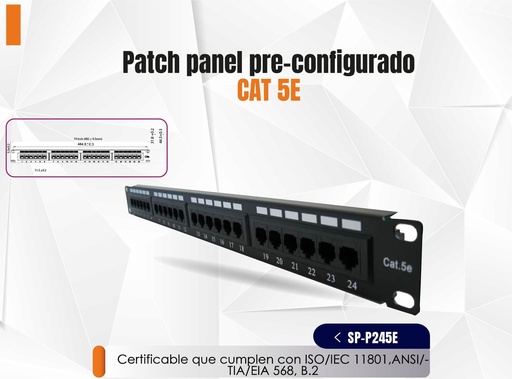 [SP-P245E] PATCH PANEL/CAT5e/24 puertos/1RMS