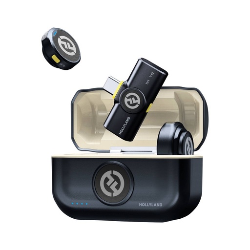 [HL-LARK M2 USB-C BLACK] Hollyland LARK M2 DUO Sistema de micrófono inalámbrico para 2 personas con conector USB-C (2,4 GHz, carbón brillante)