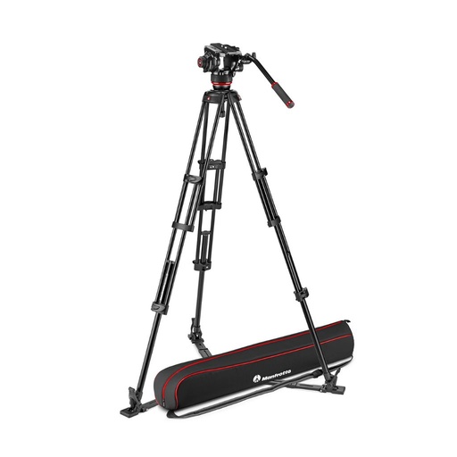 [MVK504XTWINGA] Tripode Manfrotto 504X Fluid Video Head & MVTTWINGA Aluminum Tripod with Ground Spreader