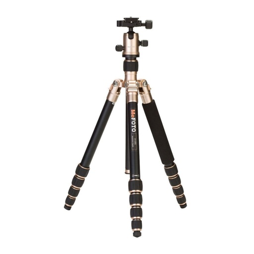 [B-A1350Q1A] Kit de trípode de viaje de aluminio MeFOTO RoadTrip (dorado)