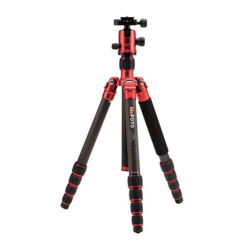 [C2350Q2R] Kit de trípode de viaje de fibra de carbono MeFOTO GlobeTrotter (Rojo)